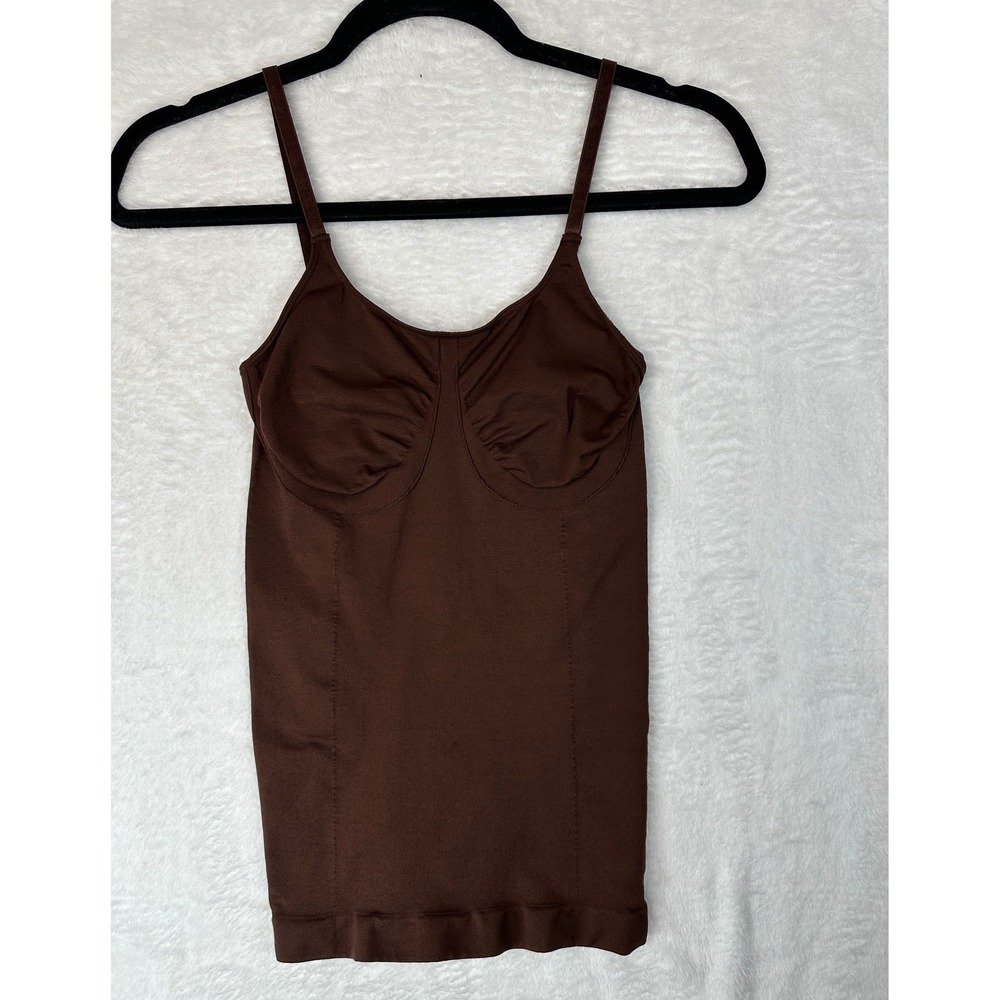 Yitty Camisole Women M/L Brown Ribbed Ruched Bust Adjustable Straps